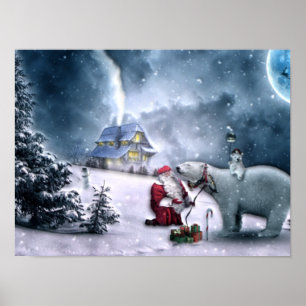Poster Papai Noel e Urso Polar