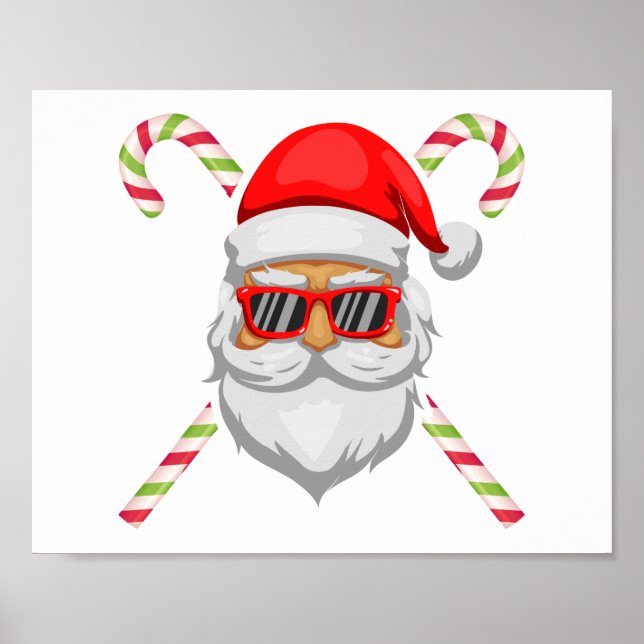 Poster Papai Noel encara óculos de sol bengala (Frente)