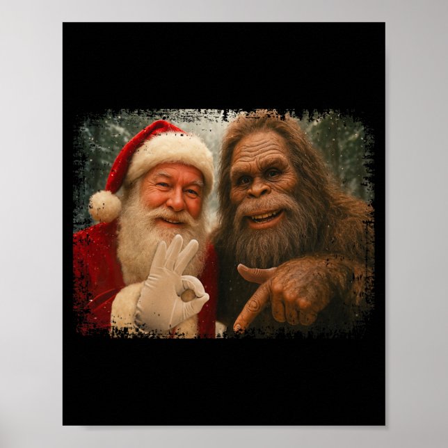 Poster Papai Noel engraçado 67 com Bigfoot Seis Sete 6 7  (Frente)