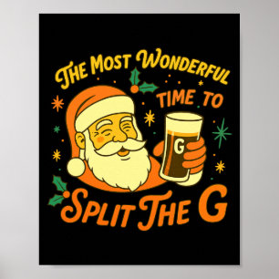 Poster Papai Noel Engraçado Cerveja Natal Dividir O G, Hi