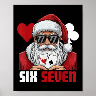 Poster Papai Noel Engraçado Diz Seis Sete Poker Natal 67 