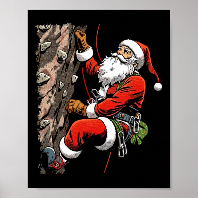 Poster Papai Noel engraçado escalando Natal Xmas Boulderi (Frente)