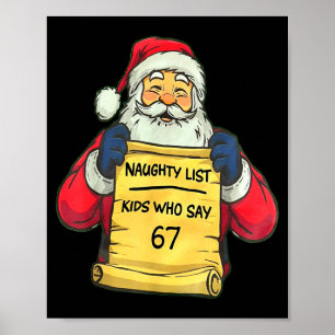 Poster Papai Noel Engraçado Lista de Travessos Crianças q