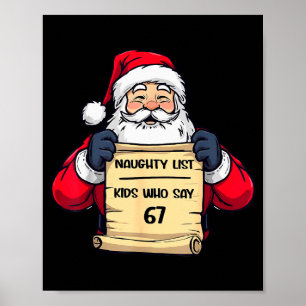Poster Papai Noel Engraçado Lista de Travessos Crianças Q