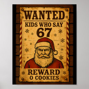 Poster Papai Noel Engraçado Procurado Lista de Travessos