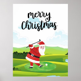 Poster Papai Noel está jogando golfe no Natal