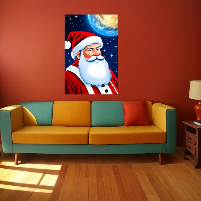Poster Papai Noel, estrelas e lua | Arte AI (Criador carregado)