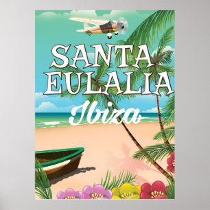 Poster Papai noel Eulalia Ibiza viagens vintage