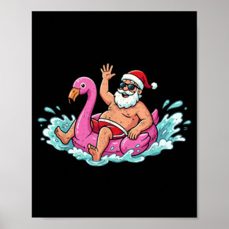 Poster Papai Noel Flamingo Boia Verão Verão Natal Homens