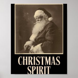 Poster Papai Noel Fumante Engraçado Natal Srit Vintage