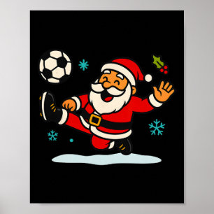 Poster Papai Noel Futebol Esportes Jogando Natal Neve X