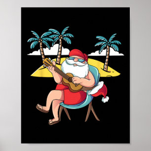 Poster Papai Noel havaiano violão havaiano Natal em J