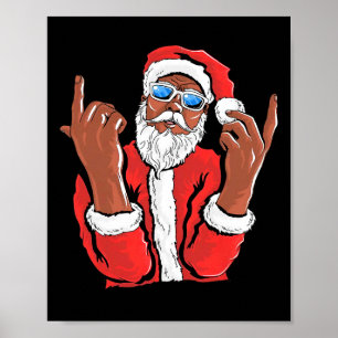 Poster Papai Noel Homem Negro Natal Xmas Família Pijama