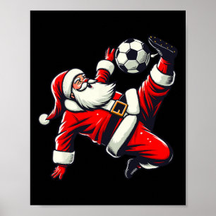Poster Papai Noel joga futebol chute de bicicleta, Natal