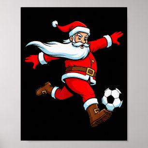 Poster Papai Noel joga futebol Natal esportes mulheres ho
