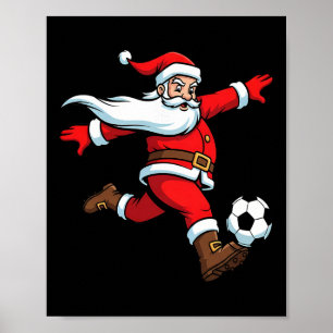 Poster Papai Noel joga futebol Natal esportes mulheres ho