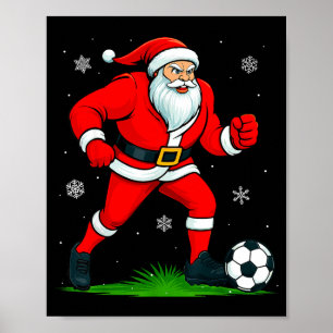 Poster Papai Noel Jogando Futebol Xmas Natal Engraçado Fu