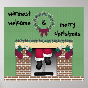 Poster Papai noel lareira