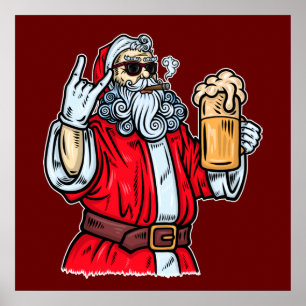 Poster Papai Noel Mau, Rocha, Cerveja e Charuto