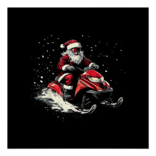 Póster Papai Noel Moto de Neve Trenó Motorizado Natal Eng