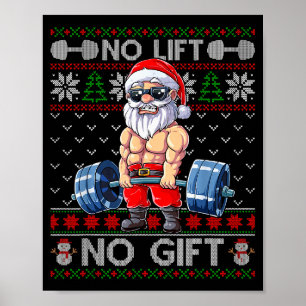 Poster Papai Noel Musculoso Engraçado Levantando Natal Su