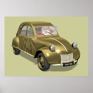 Póster Papai Noel Na Citroen 2CV