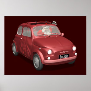 Póster Papai Noel Na Fiat 500