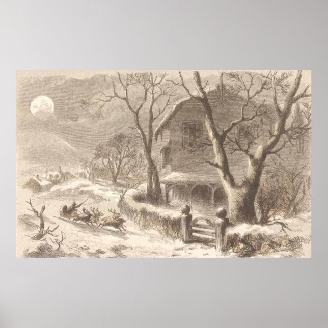 Póster Papai Noel na véspera de Natal (Frente)