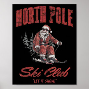 Poster Papai Noel Natal Neve Esqui No Norte Le