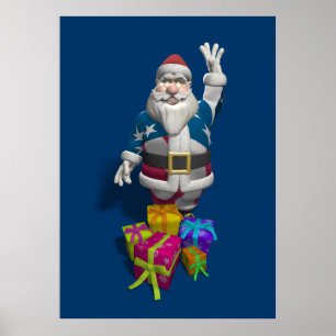 Póster Papai Noel Patriótico dos EUA
