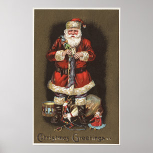 Poster Papai noel que enche a meia com Nutcracker