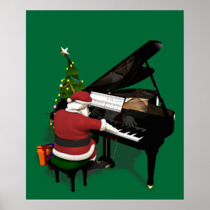 Póster Papai Noel que joga o piano