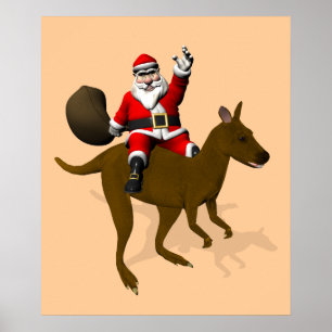 Póster Papai Noel que monta um Cangaroo