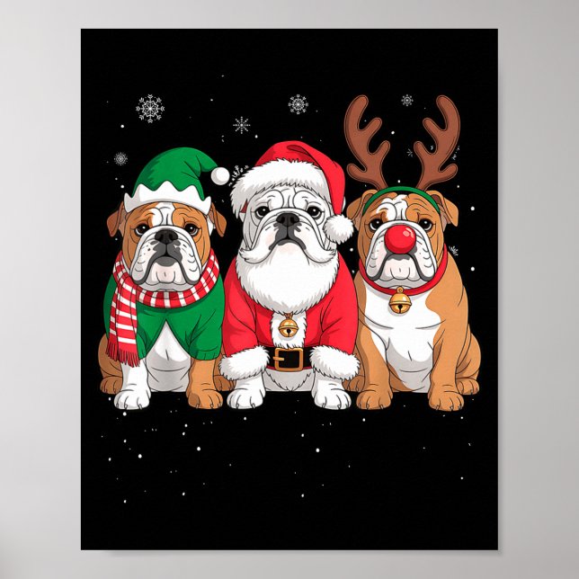 Poster Papai Noel Renas Funilóla Inglês Cachorro Mulheres (Frente)
