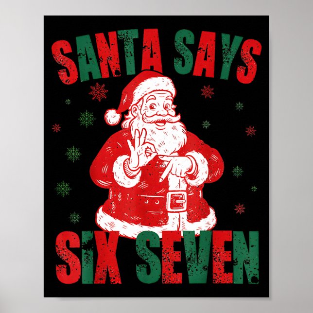 Poster Papai Noel Retro Diz Seis Sete 67 Meme Natal  (Frente)