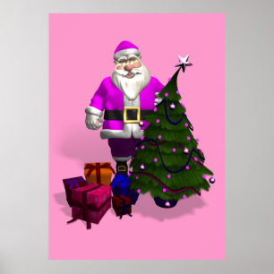 Póster Papai Noel Rosa