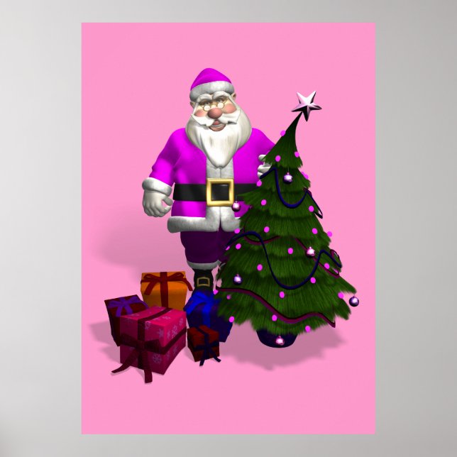 Póster Papai Noel Rosa (Frente)
