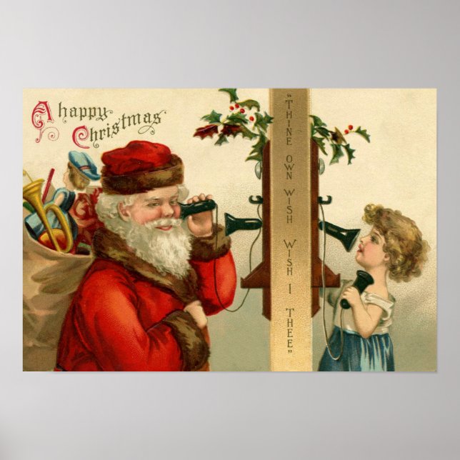 Poster Papai Noel Sack of Toys Holly Phone (Frente)