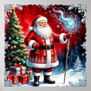 Poster Papai Noel segurando cajado mágico
