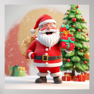Poster Papai Noel segurando presente