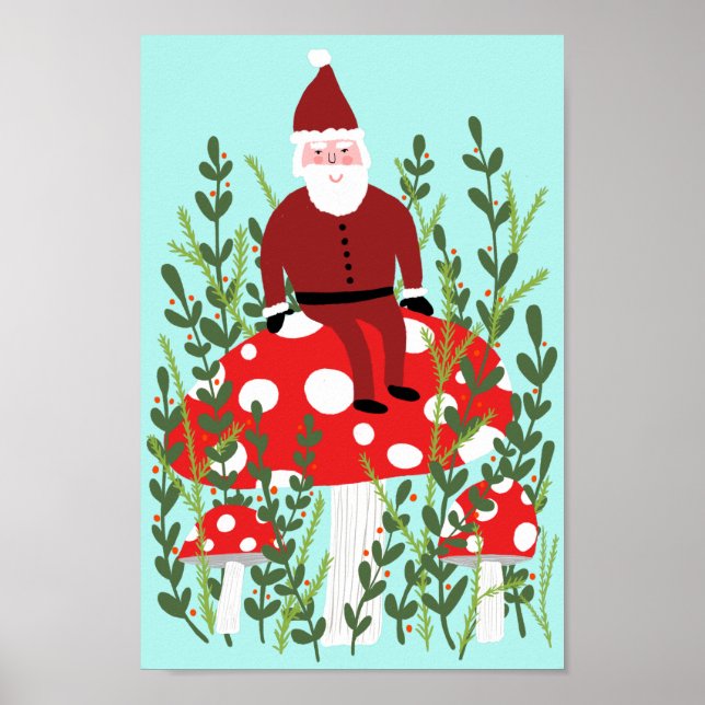 Poster Papai Noel sobre Cogumelo Mágico (Frente)