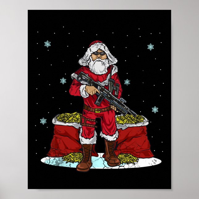 Poster Papai Noel Tático de Natal 2ª Emenda Arma R (Frente)
