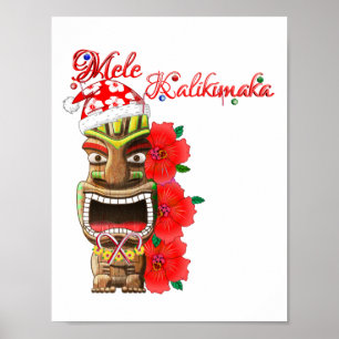 Poster Papai noel Tiki de Mele Kalikimaka