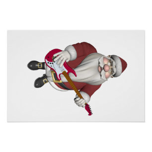 Póster Papai Noel tocando violão elétrico