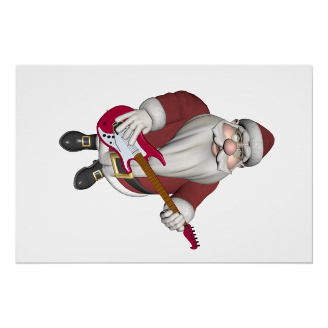 Póster Papai Noel tocando violão elétrico (Frente)