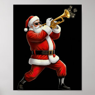 Poster Papai Noel Trombeta Engraçado Gráfico Natal Jogado