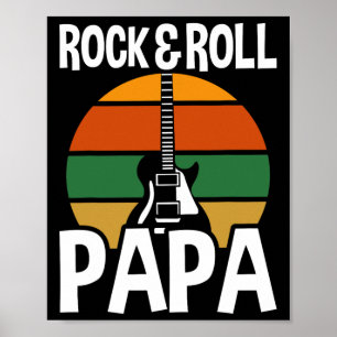 Poster Papai Retro Vintage Rock And Roll Guitar Dia dos P