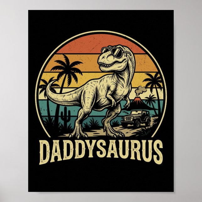Poster Papai Trex Dinossauro Daddysaurus Retro Dia dos Pa (Frente)