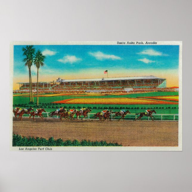 Póster Papais noeis Anita Park Horse RacesArcadia, CA (Frente)