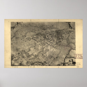 Poster Papais noeis Barbara California 1896 Mapa Panorâmi